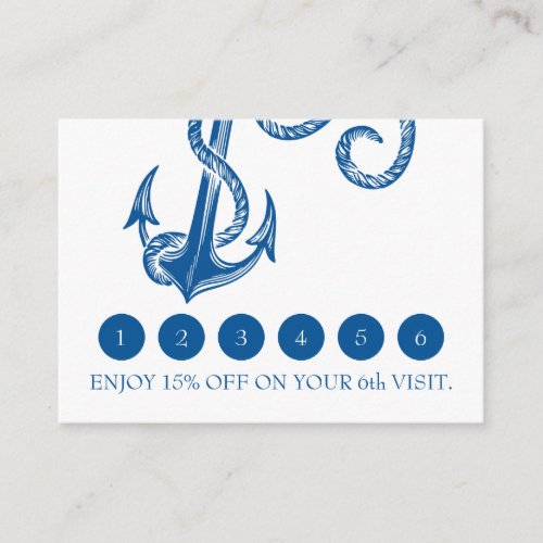 Nautical Blue Anchor Loyalty Card