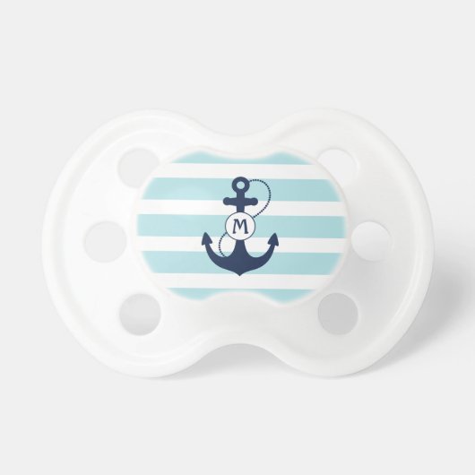 Nautical Blue Anchor Monogram Pacifier (Front)