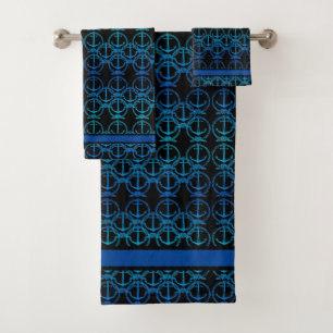 Nautical Blue Anchor Motif  Bath Towel Set