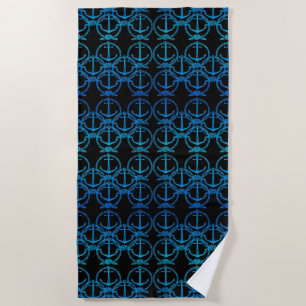 Nautical Blue Anchor Motif  Beach Towel