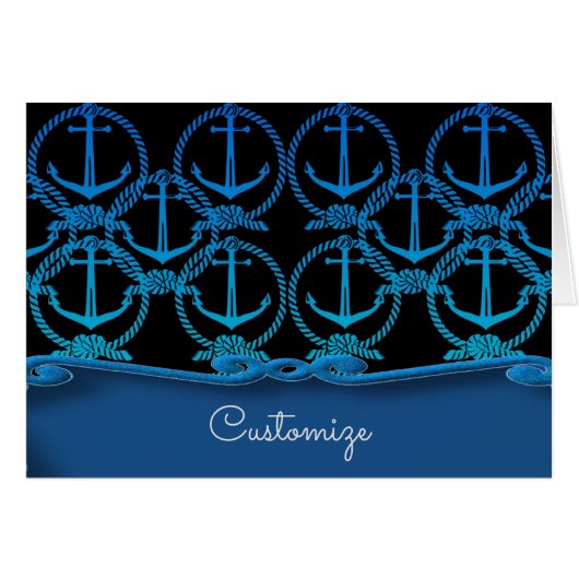 Nautical Blue Anchor Motif Card (Front Horizontal)
