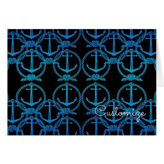 Nautical Blue Anchor Motif Card 2 (Front Horizontal)
