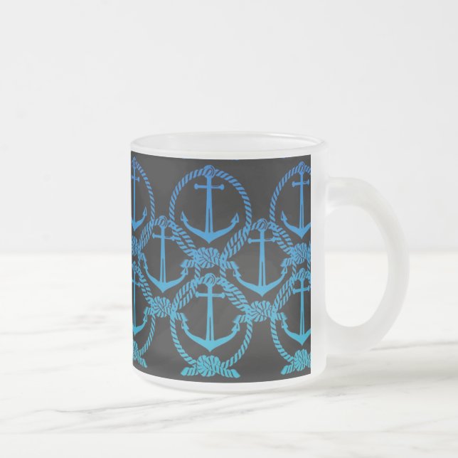 Nautical Blue Anchor Motif Frosty Mug (Right)