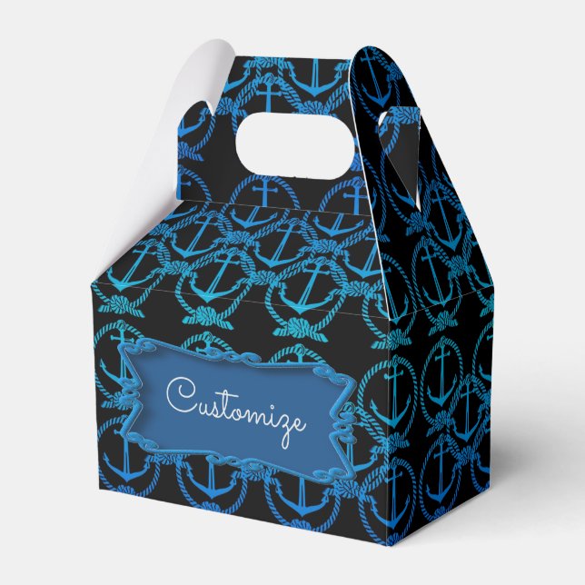 Nautical Blue Anchor Motif Gable Favor Box (Front Side)