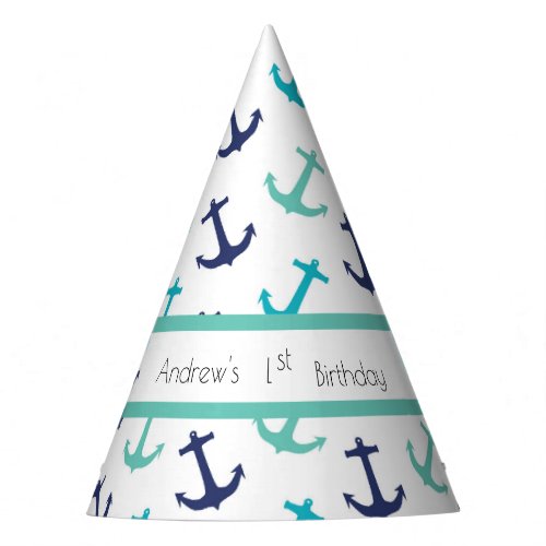 Nautical Blue Anchor Party Hat