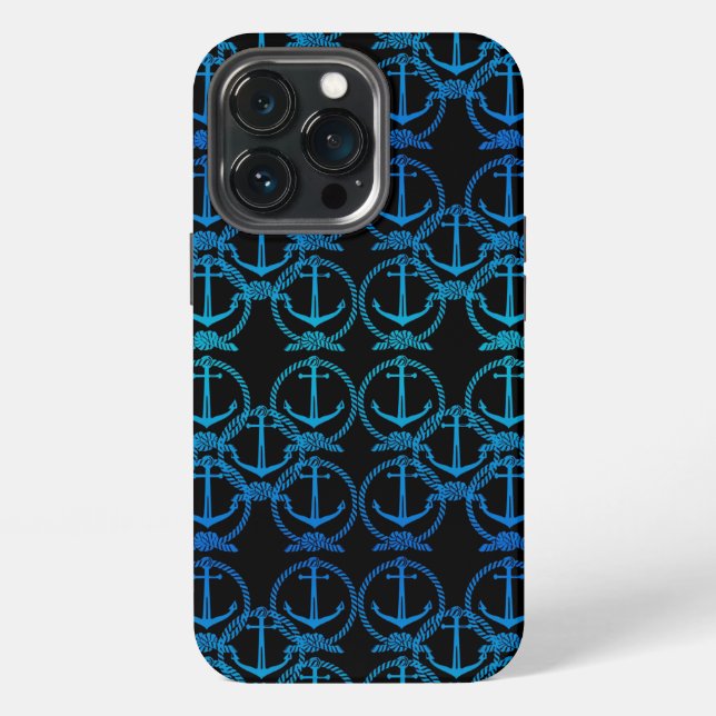 Nautical Blue Anchor Pattern  Iphone Case (Back)