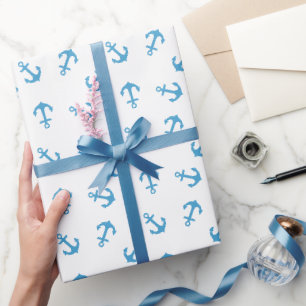 Nautical Blue Anchor Sea Party Wrapping Paper