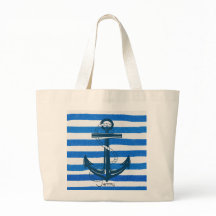 Nautical Blue Anchor Striped