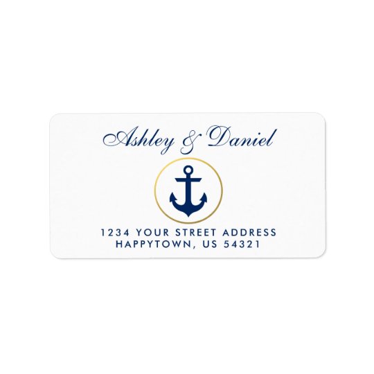 30 Custom Vintage Blue Anchor Personalized Address Labels