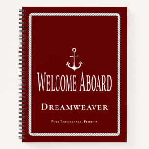 Nautical Blue Anchor Welcome Aboard Book Boat Name