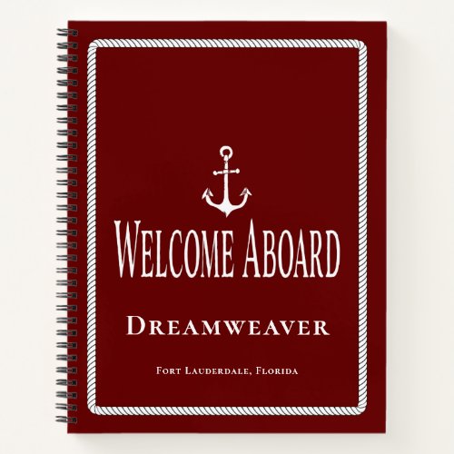 Nautical Blue Anchor Welcome Aboard Book Boat Name