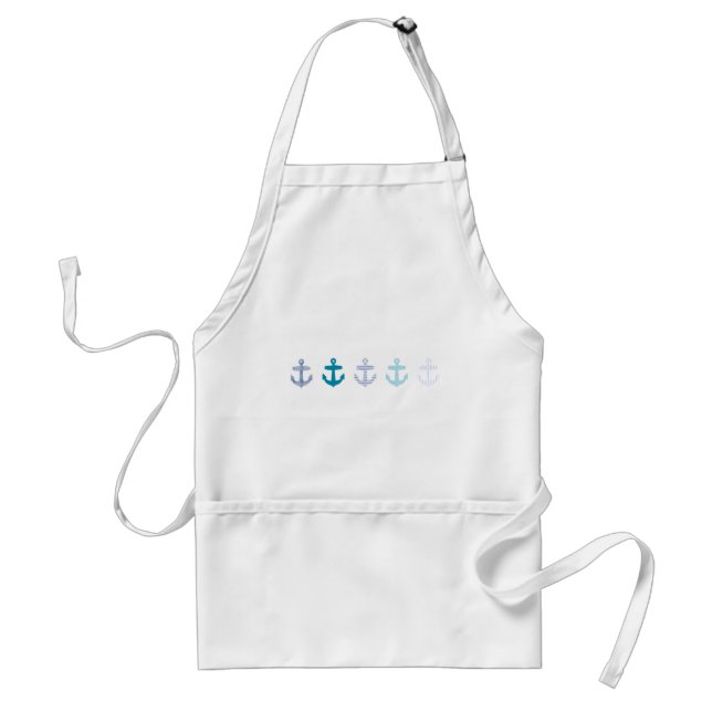 Nautical Blue Anchors Design Adult Apron (Front)