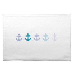 Nautical Blue Anchors Design Cloth Placemat