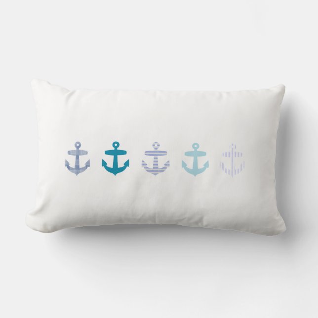 Nautical Blue Anchors Design Lumbar Pillow (Front)