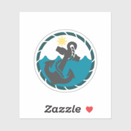 Nautical blue and black anchor sticker