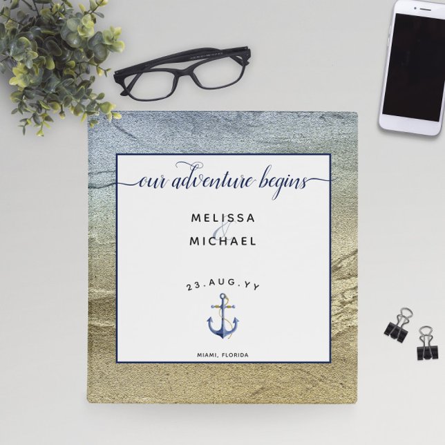 ⚓ Nautical Blue and Gold Wedding 3 Ring Binder (⚓ Nautical Blue and Gold Wedding 3 Ring Binder
)