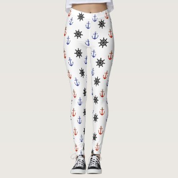Nautical Blue and Red Anchors and Wheels Leggings Nautical Blue and Red Anchors and Wheels Leggings