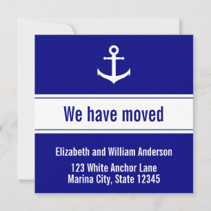 Nautical Blue and White Anchor Moving Announcement