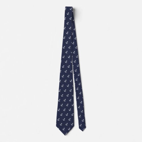 Nautical Blue and White Anchor Tie