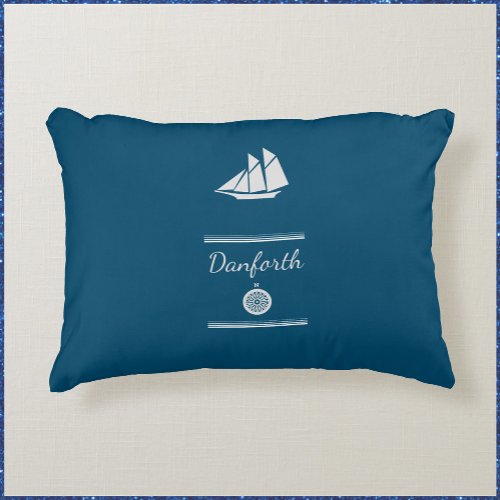 Nautical Blue and White Sailboat Accent Pillow
