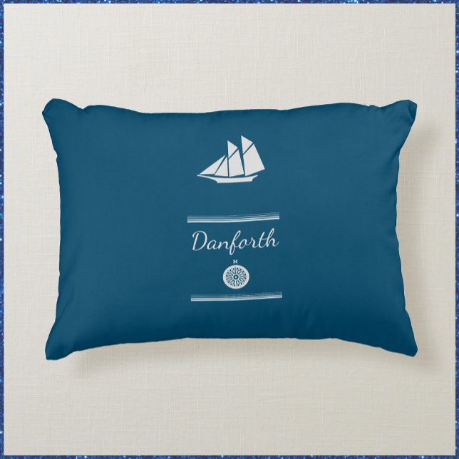 Nautical Blue and White Sailboat Accent Pillow (Creator Uploaded)
