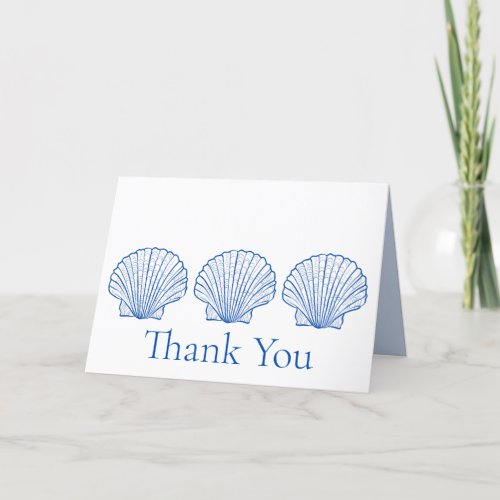 Nautical Blue and White Scallop Seashell  Thank You Card