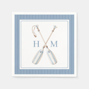 Nautical Blue and White Stripe Boat Oars Monogram Napkins