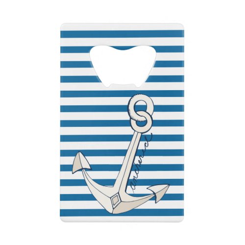 Nautical Blue and White Stripe Bottle Opener