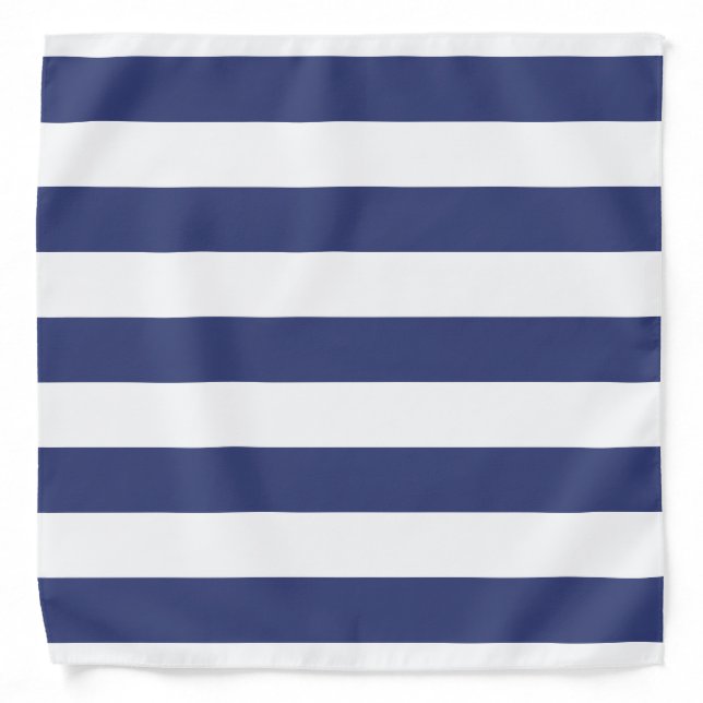 Nautical Blue and White Striped Pattern Bandana (Front)