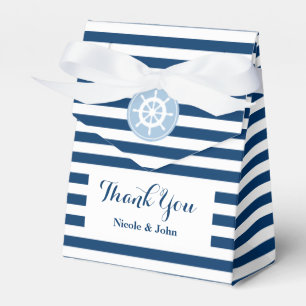 Nautical blue and white striped wedding favor box
