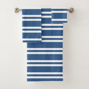 Nautical Blue and White Stripes Bath Towel Set
