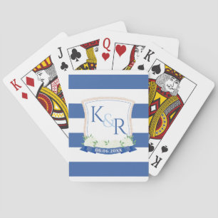 Nautical Blue And White Wedding Logo Poker Cards