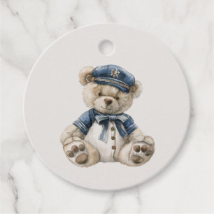 Nautical Blue Baby Bear Personalized Favor Tags