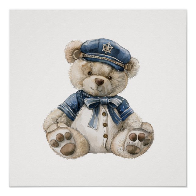 Nautical Blue Baby Bear Poster (Front)