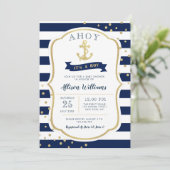 nautical blue baby shower invitation (Standing Front)