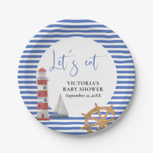 Nautical Blue Baby Shower Paper Plates