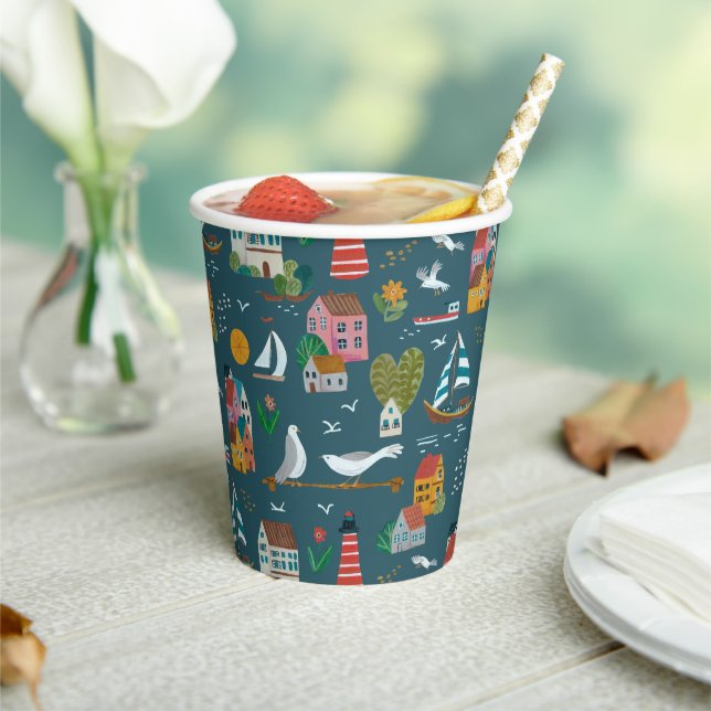 Nautical Blue Baby Shower Party Paper Cups (Insitu)