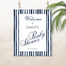 Nautical Blue Baby Shower Welcome Party Poster