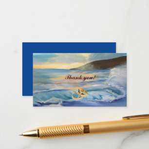 Nautical blue beach sunset thank you enclosure card