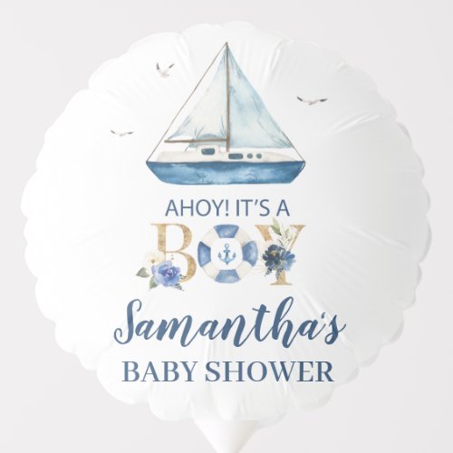 Nautical Blue Boat Ahoy Its a Boy Baby Shower   B Balloon