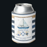 Nautical Blue Boat Ahoy It's a Boy Baby Shower Can Cooler<br><div class="desc">Matching items available in store!  (c) The Happy Cat Studio.</div>