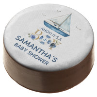 Nautical Blue Boat Ahoy It's a Boy Baby Shower   Chocolate Covered Oreo