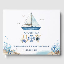 Nautical Blue Boat Ahoy It's a Boy Baby Shower Gue