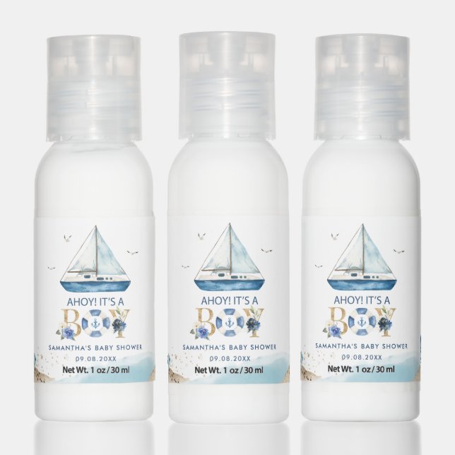 Nautical Blue Boat Ahoy It's a Boy Baby Shower Hand Lotion (Set)