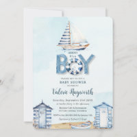 Nautical Blue Boat Beach Huts Boy Baby Shower