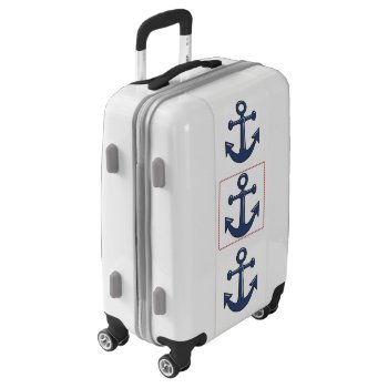 Nautical Blue Boat Ship Anchor Optional Red Roping Luggage by alleyshirts at Zazzle