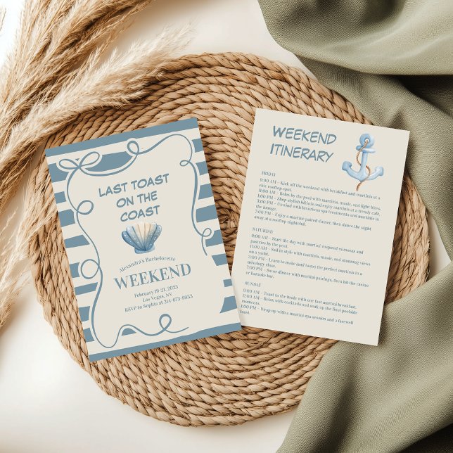 Nautical Blue Bow Bachelorette Weekend Invitation (Creator Uploaded)