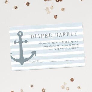 Nautical Blue Boy Baby Shower Diaper Raffle Enclosure Card