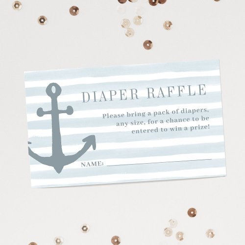 Nautical Blue Boy Baby Shower Diaper Raffle Enclosure Card