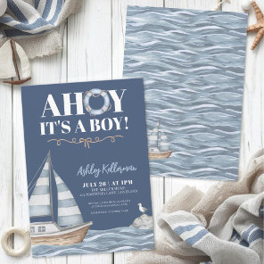 Nautical Blue Boy Baby Shower Invitation
